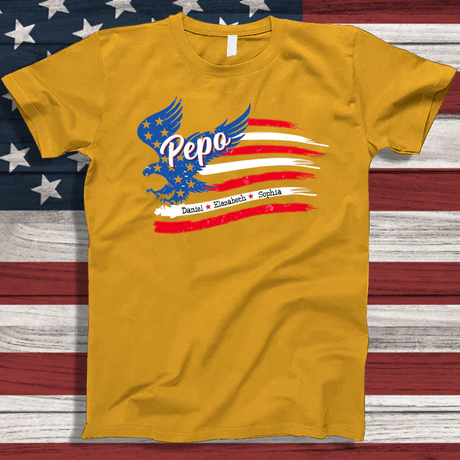 Pepo With Grandkids Names 4th Of July CTL94 T-Shirt