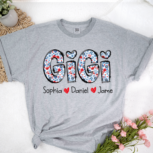 Personalized Gigi And Grandkids Floral 4th Of July
