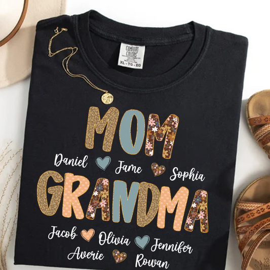 Personalized Grandma Fall, Mom Kids Grandma Grandkids Custom Shirt