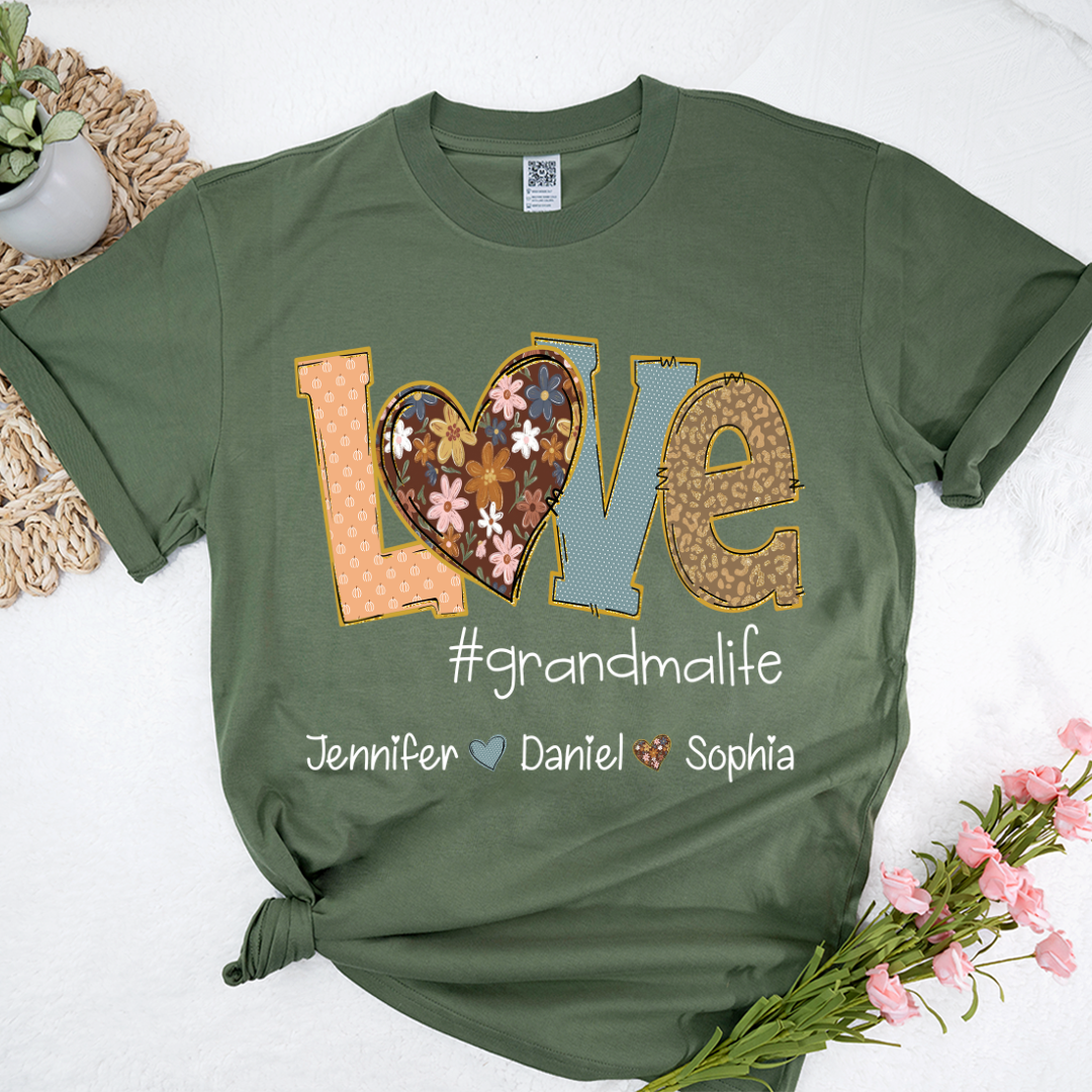 Personalized Love Grandma, Fall Color Grankids Custom Name