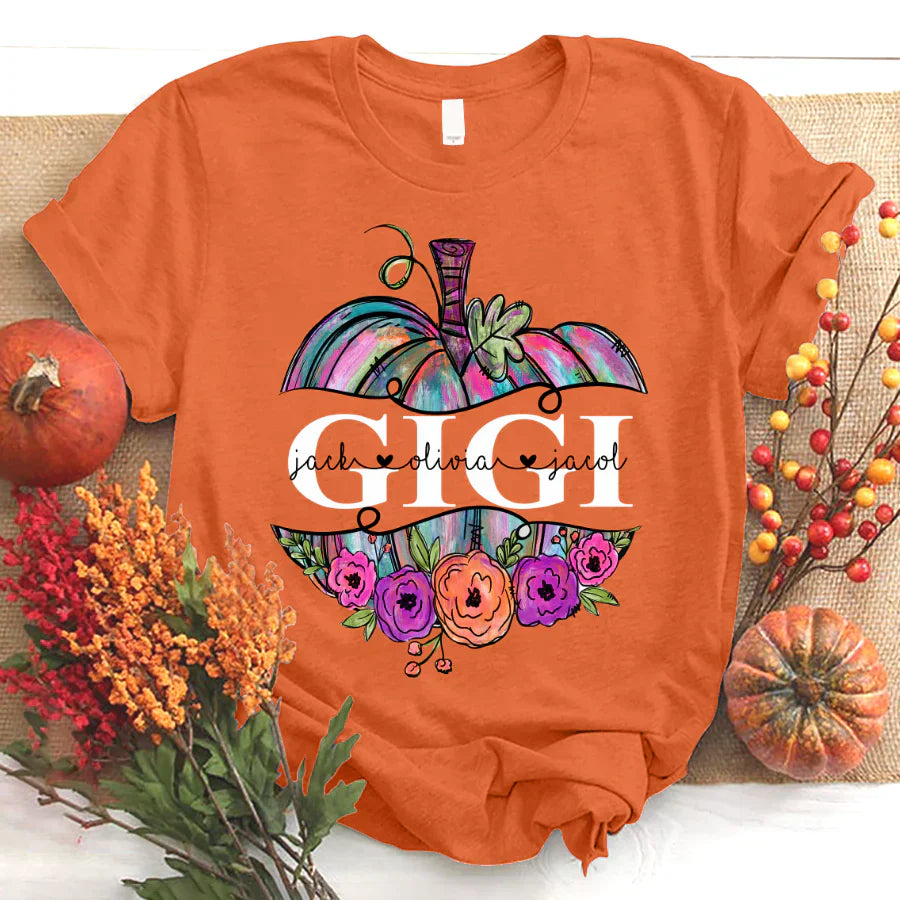 Personalized Gigi Painted Pumpkin 2022 T-Shirt