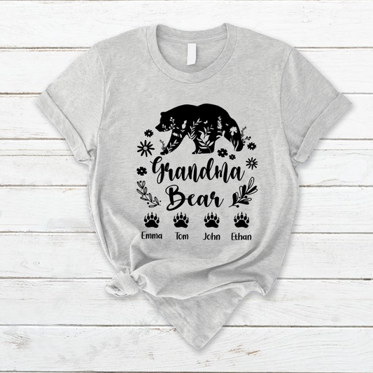 Personalized Grandma Bear And Grandkids T-Shirt