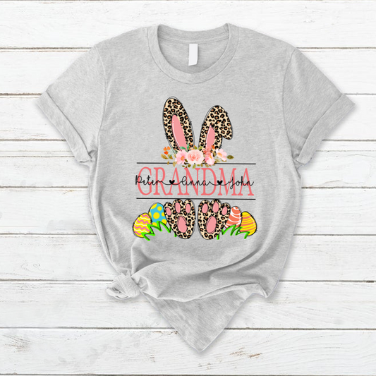 Personalized Grandma Easter With Grandkids, Leopard Bunny, Easter Days TH T-Shirt