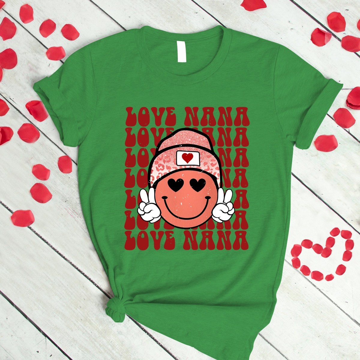 Personalized Love Nana Smileyy Face Retro Valentine T-Shirt