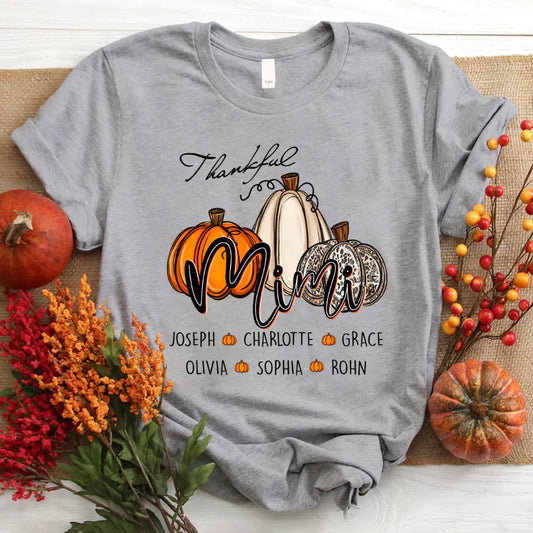 Personalized Thankful Mimi Pumpkins Autumn T-Shirt