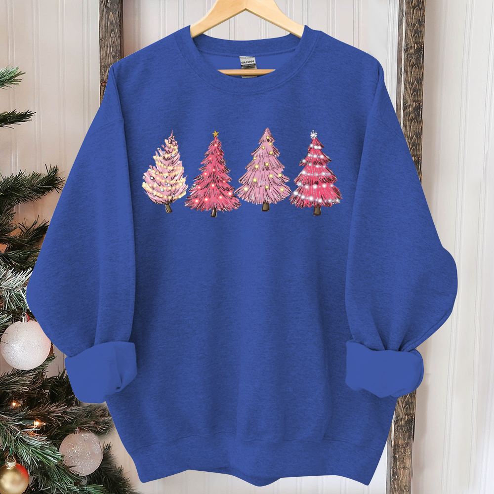 Pink Tree Christmas Sweater, Christmas Sweater, Christmas Crewneck, Christmas Tree Sweatshirt, Holiday Sweaters for Women, Winter Sweatshirt