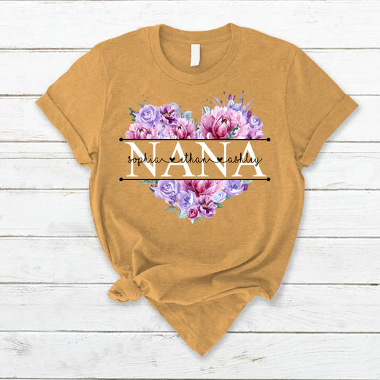 Pink Purple Flower Mimi And Grandkids CTH01 T-Shirt