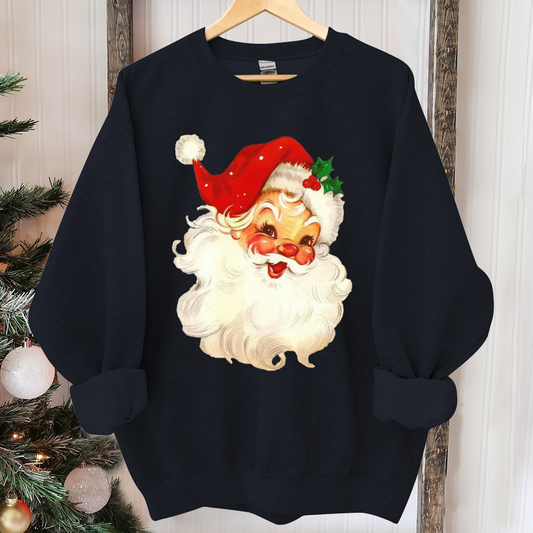Retro Santa Sweatshirt, Vintage Santa Sweatshirt, Retro Christmas Santa, Holiday Clothing Women, Christmas Sweatshirt for Woman, holiday