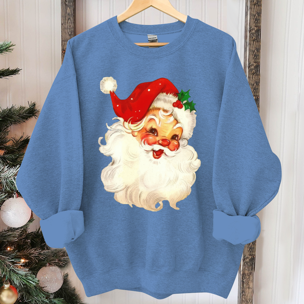 Retro Santa Sweatshirt, Vintage Santa Sweatshirt, Retro Christmas Santa, Holiday Clothing Women, Christmas Sweatshirt for Woman, holiday