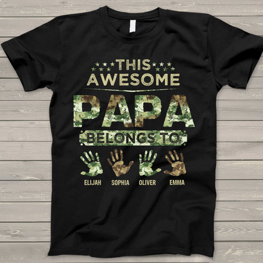 This Awesome Papa Belongs To With Kids Father's Day T-Shirt