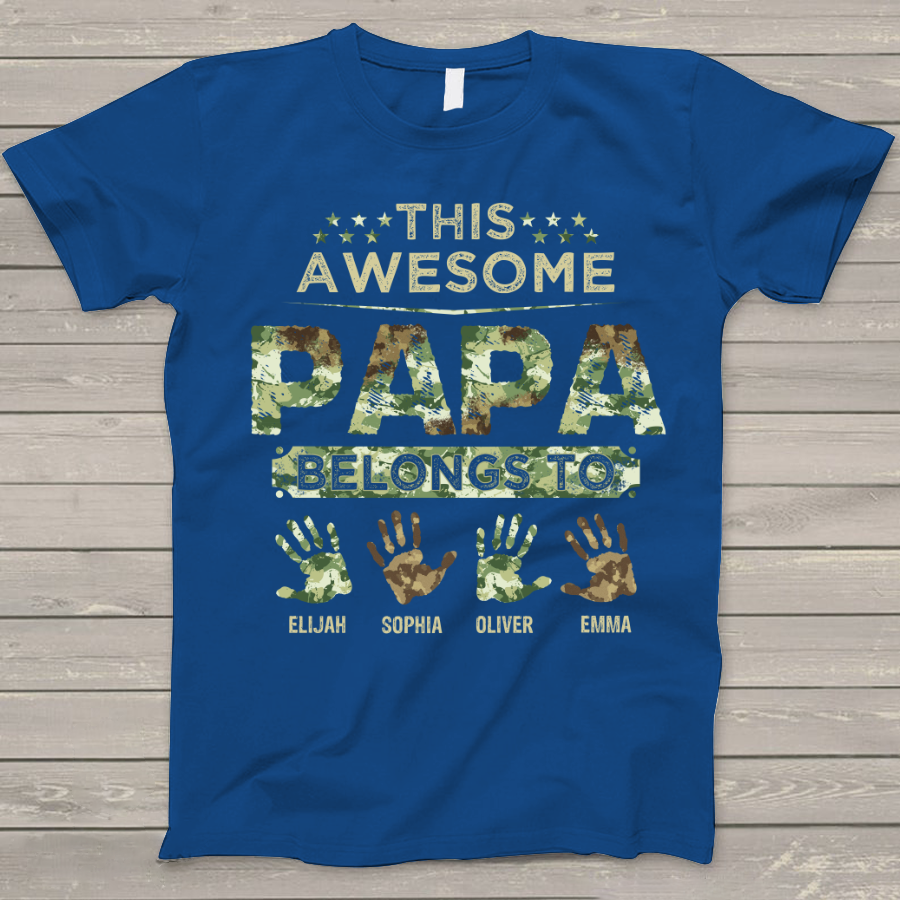 This Awesome Papa Belongs To With Kids Father's Day T-Shirt