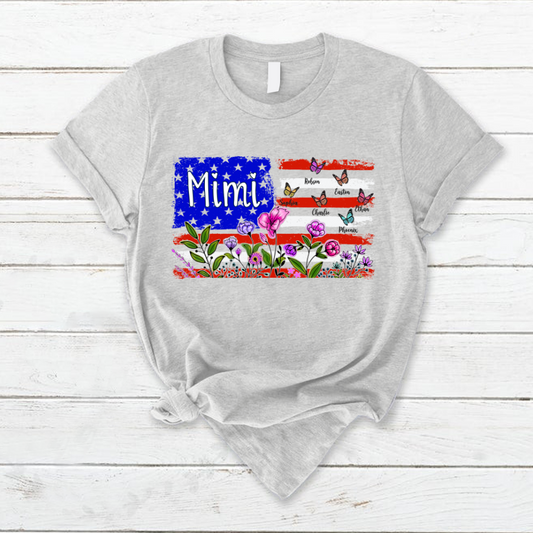 Wildflowers Mimi And Grandkids Flag T-Shirt