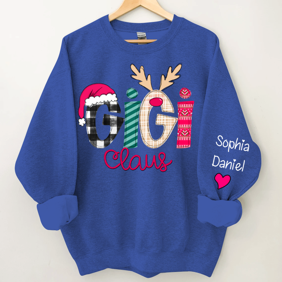 Custom Family Shirt Gigi Claus And Grandkis Christmas 2024 Sweatshirt