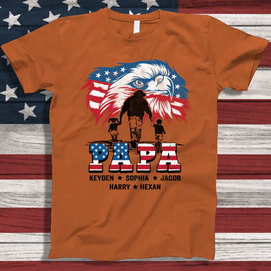 American Eagle Flag Papa And Grandkids CTH01 T-Shirt