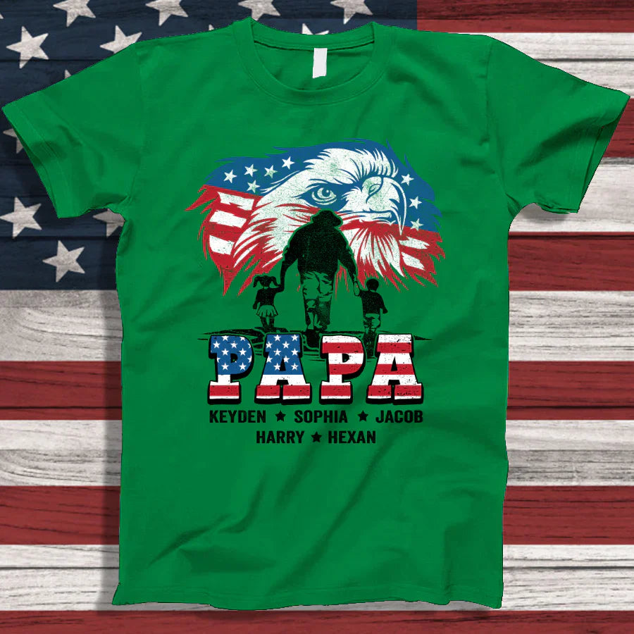 American Eagle Flag Papa And Grandkids CTH01 T-Shirt
