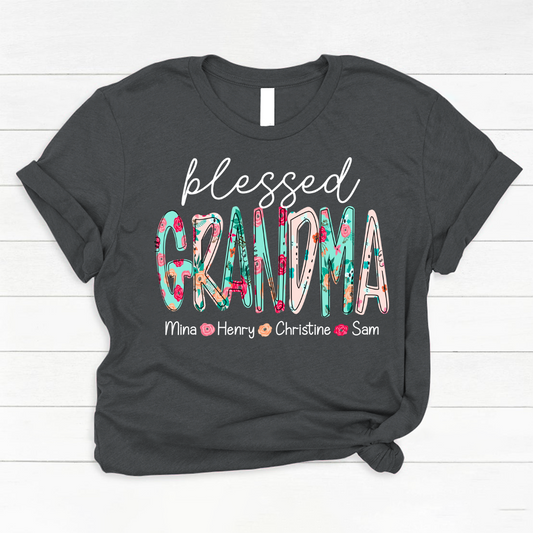 Blessed Grandma Flower And Grandkids Mother's Day Classic Canvas