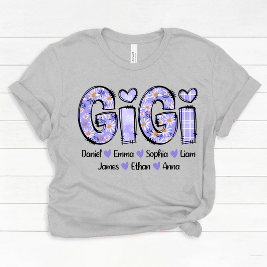 Custom Gigi Purple Daisy With Grandkids Mother's Day TH Classic Canvas