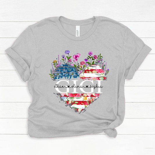 Gigi And Grandkids Heart American Flag Classic Canvas