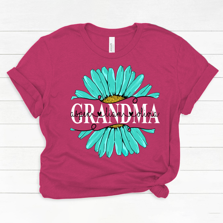 Grandma Flower Daisy Turquoise And Grandkids Mother's Day Classic Canvas