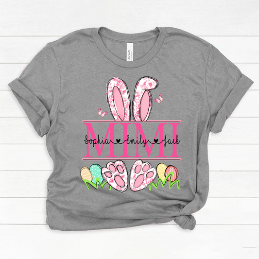 Mimi Easter Pink Floral Chinoiserie Bunny And Grandkids Classic Canvas