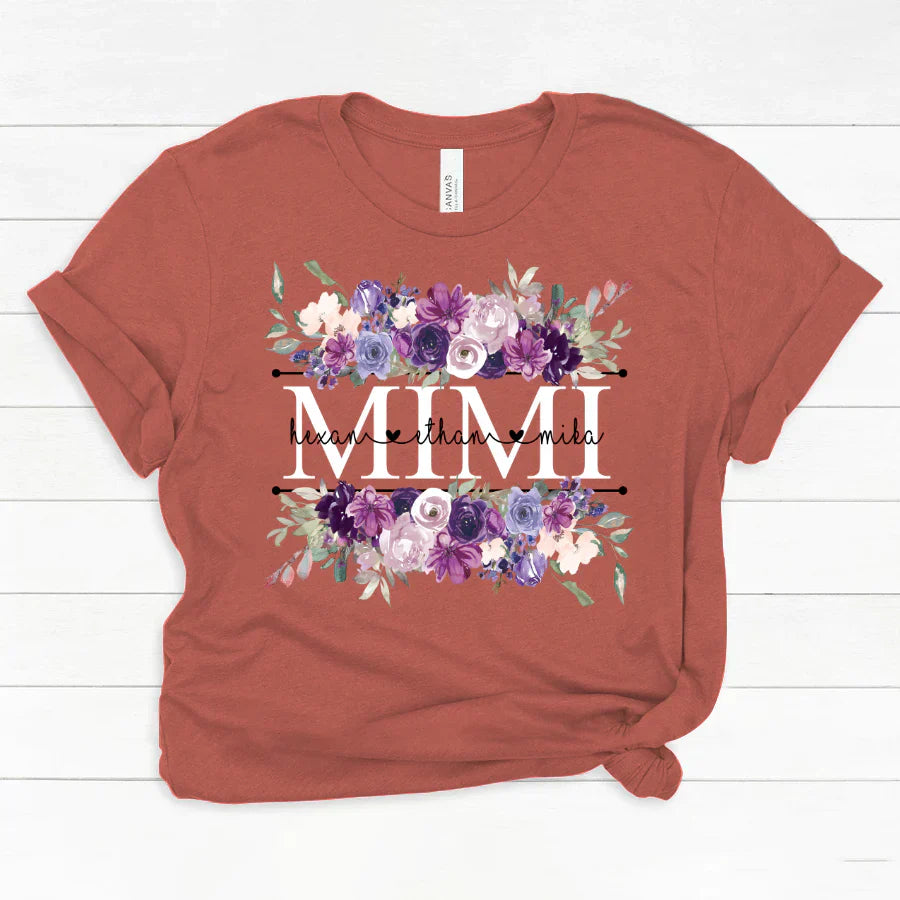 Mimi Purple Plum Flower And Grandkids Classic Canvas