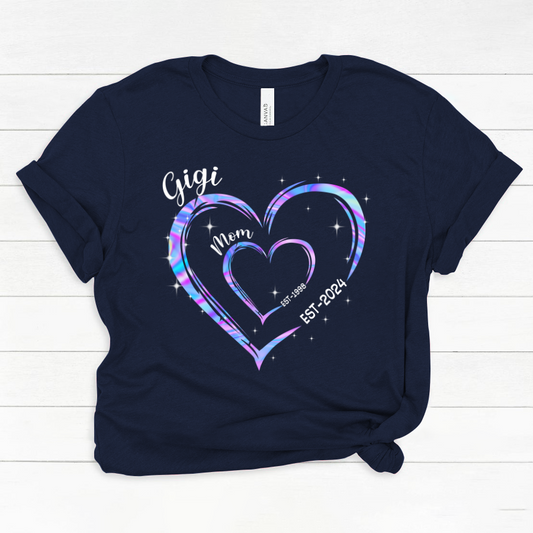 Mom Est Grandma Est Hearts Hologram, Best Mother's Day Gift Classic Canvas