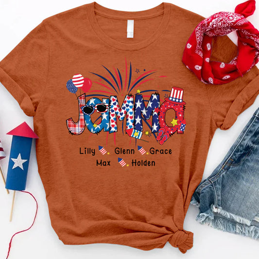 Patriotic Doodle 4th Of July Jamma And Grandkid CTH01 T-Shirt
