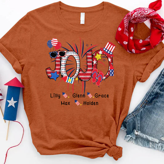 Patriotic Doodle 4th Of July JoJo And Grandkid CTH01 T-Shirt