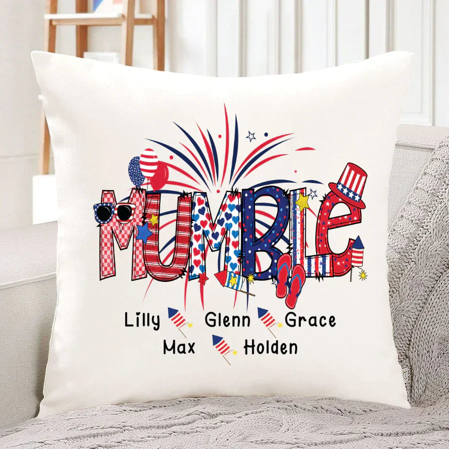 Patriotic Doodle 4th Of July Mumble And Grandkid CTH01 Indoor Pillow
