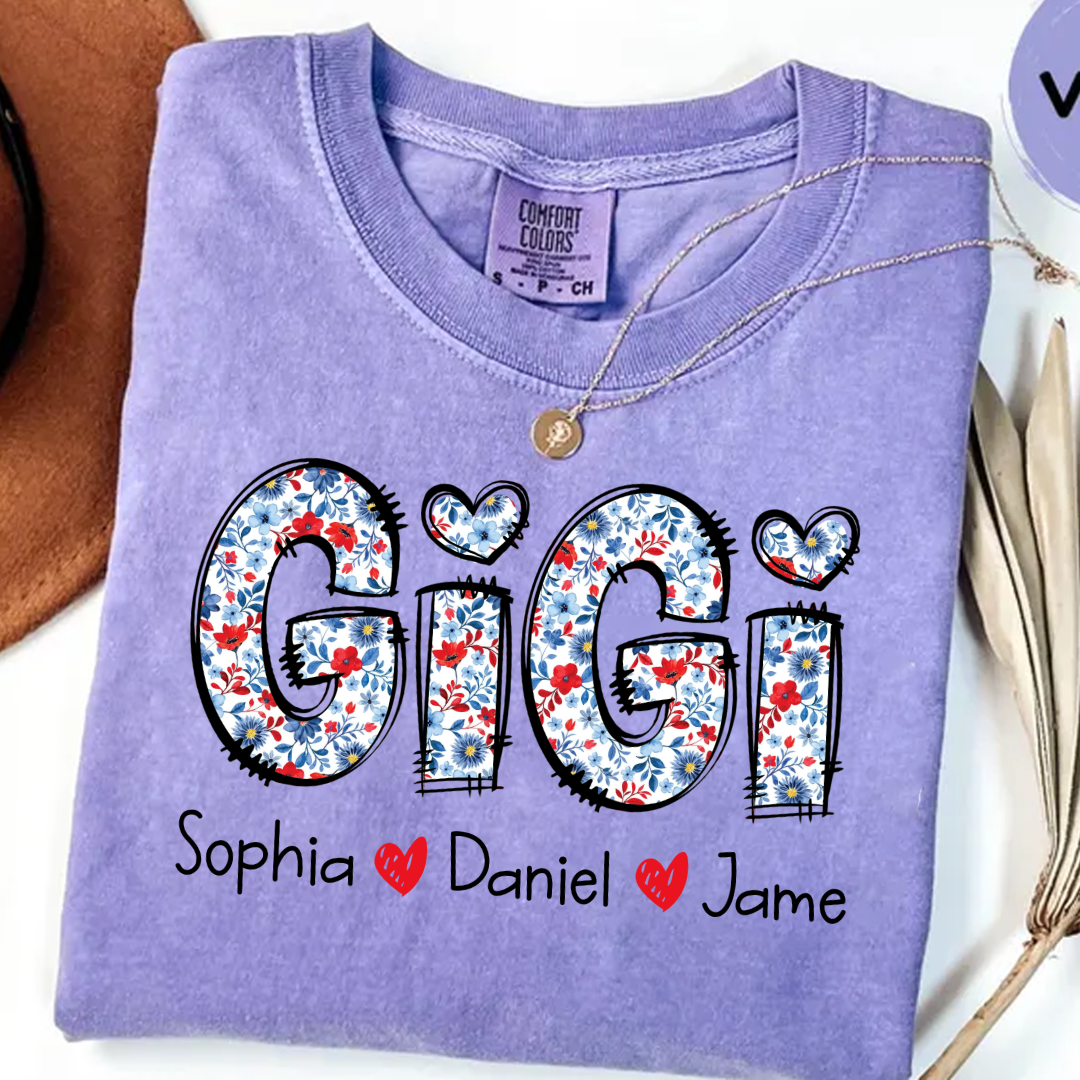 Personalized Gigi And Grandkids Floral 4th Of July