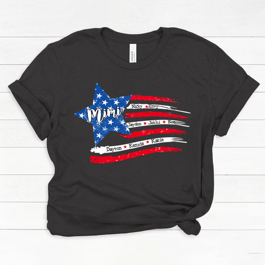 Personalized Grandma And Grandkids American Flag Classic Canvas