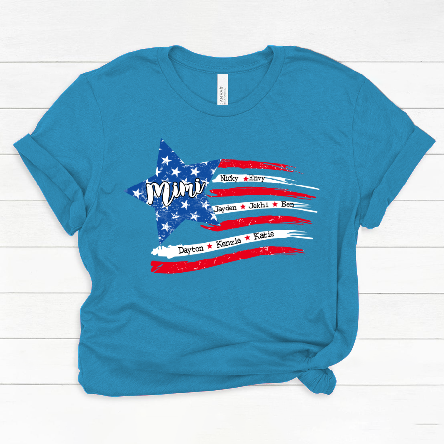 Personalized Grandma And Grandkids American Flag Classic Canvas