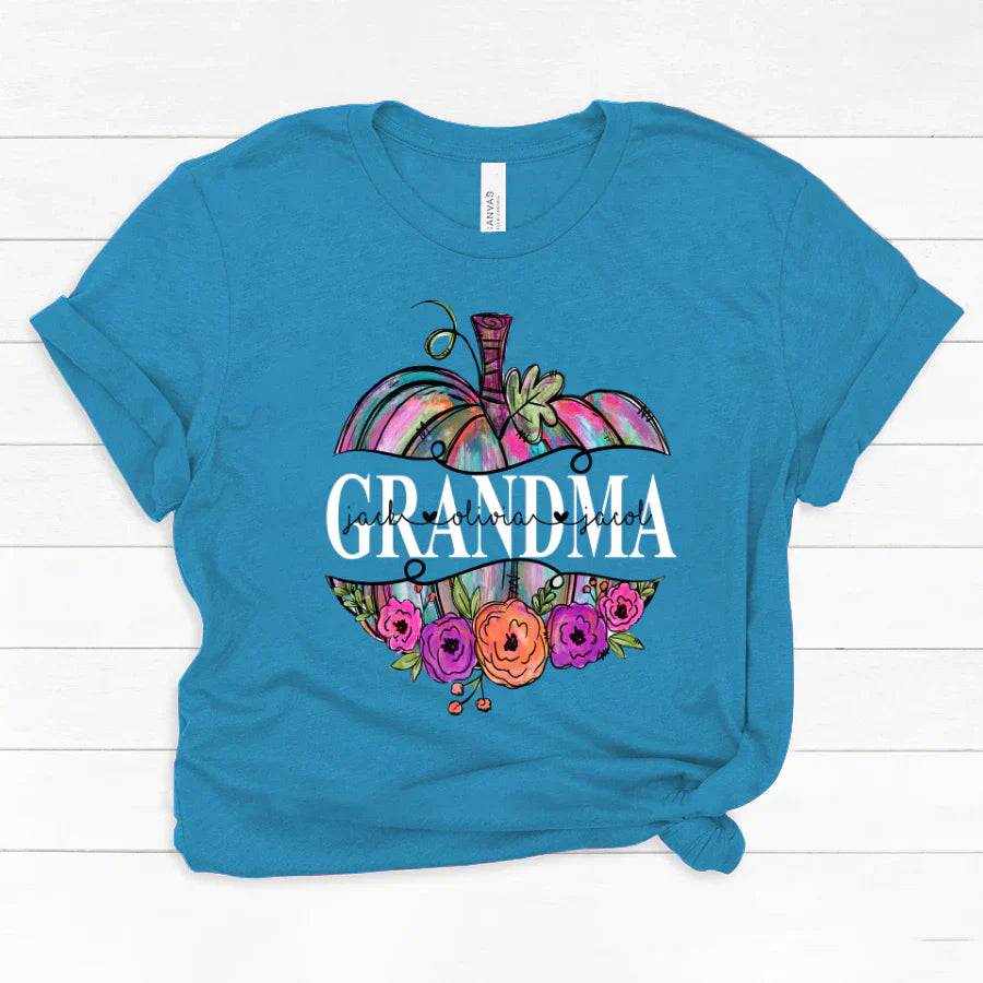 Personalized Grandma Painted Pumpkin 2022 Classic Canvas