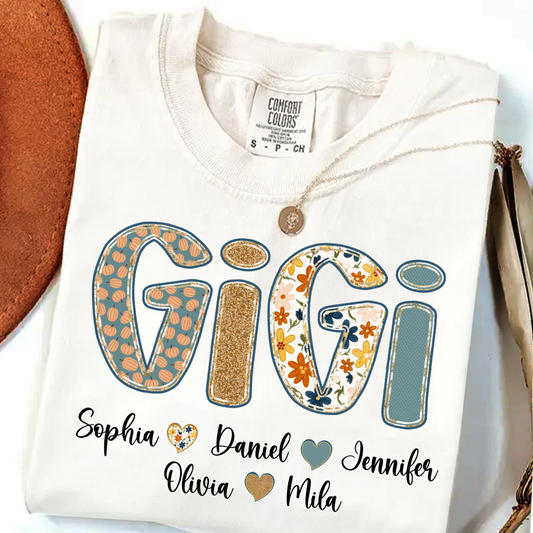 Pumkin Floral Fall Gigi Custom Gigi and Grankids Shirt