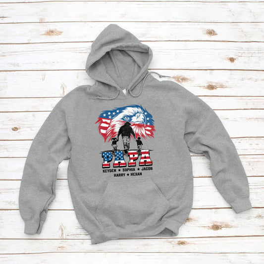 American Eagle Flag Papa And Grandkids CTH01 Hoodie