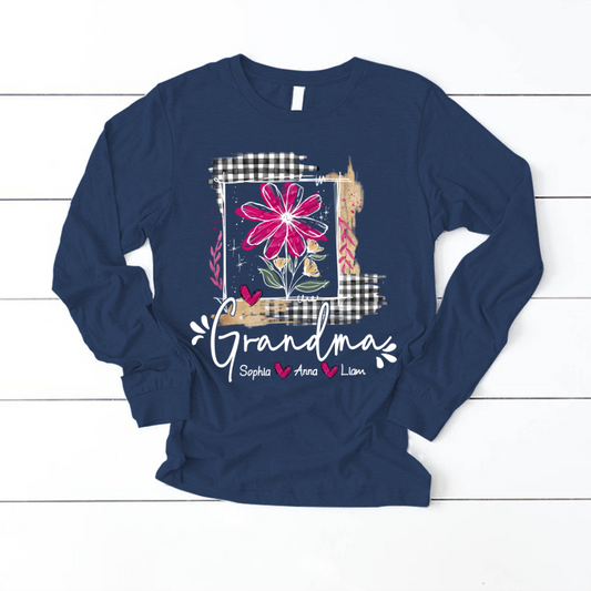 Artistic Checkered Wildflowers As A Gift For Grandma And Kids LTP01 Longsleeve