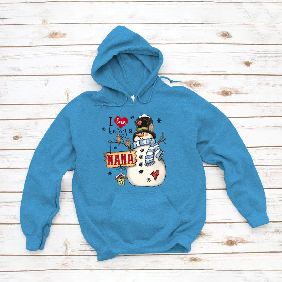 Godmerch Personalized I Love Being A Nana Snowman Hoodie