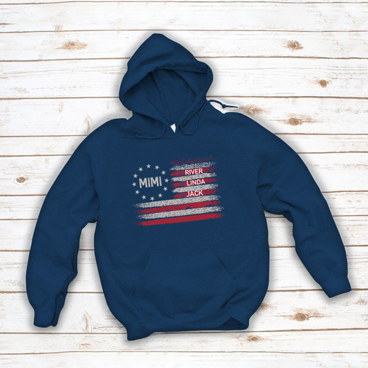 Customized Mimi Grandkids Flag , Best Mother's Day Gift Hoodie