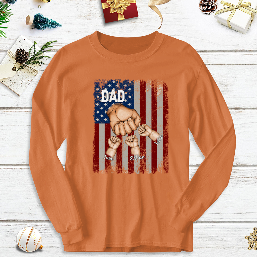 Dad Kids Hands Flag Longsleeve