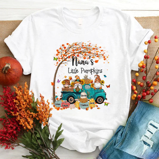 Fall Gnomes Truck Grandma's Little Pumpkins And Kids CTH01 T-Shirt