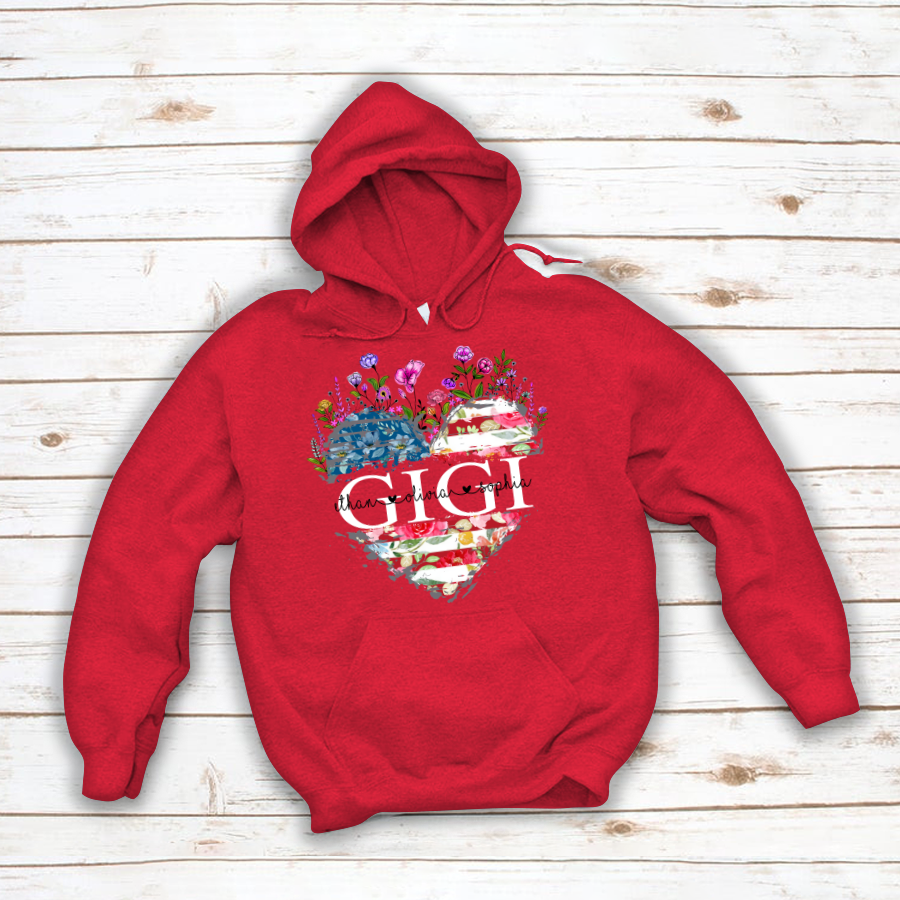 Gigi And Grandkids Heart American Flag Hoodie