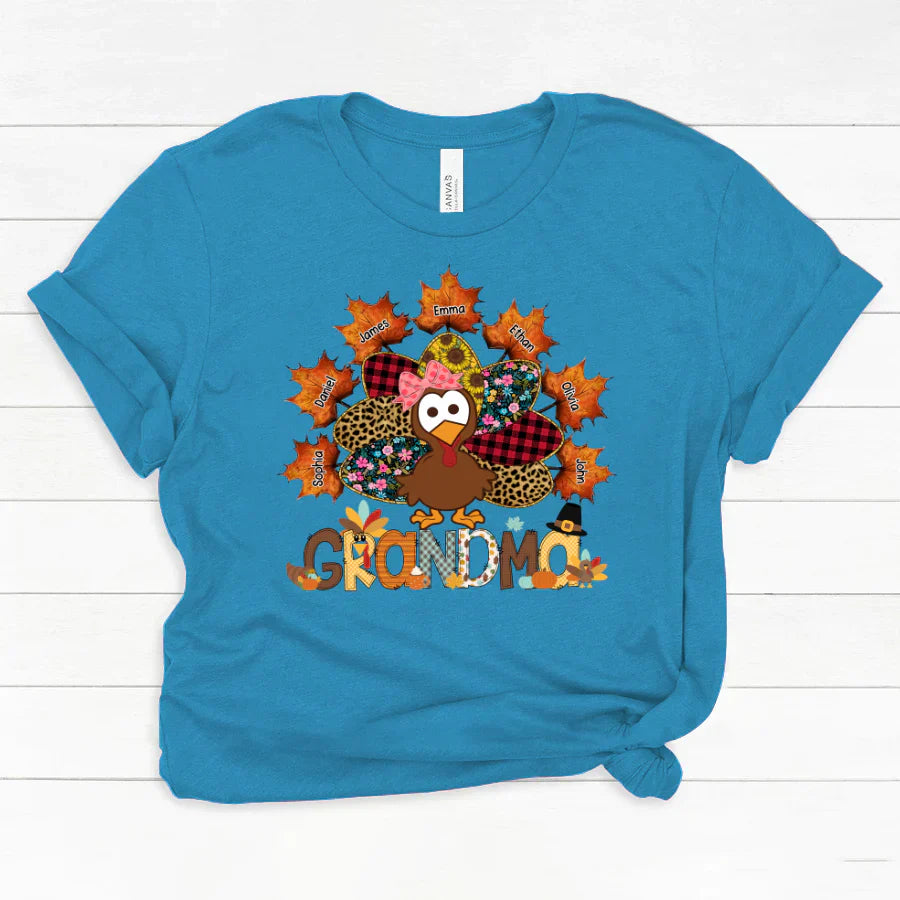 Grandma And Grandkids Thanksgiving Autumn Turkey Classic Canvas