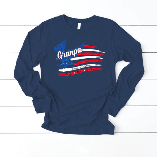 Granpa With Grandkids Names 4th Of July CTL94 Longsleeve