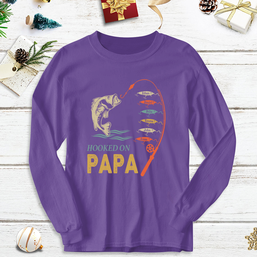 Hook On Being Papa Father's Day Fish Grandkids Longsleeve