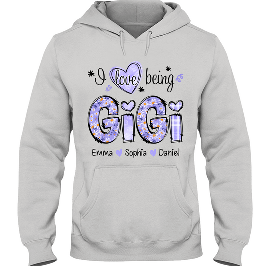 I Love Being Gigi Daisy Purple With Grandkids Mother's Day TH Hoodie