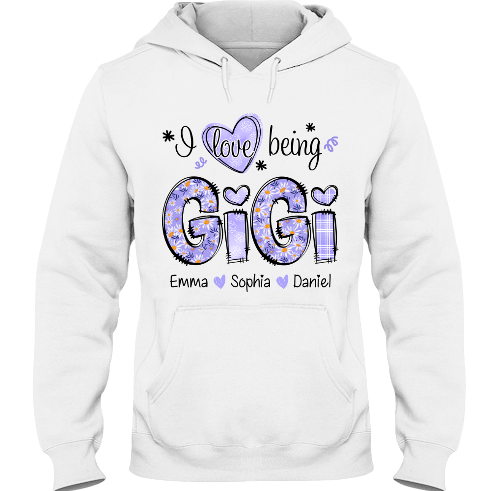I Love Being Gigi Daisy Purple With Grandkids Mother's Day TH Hoodie