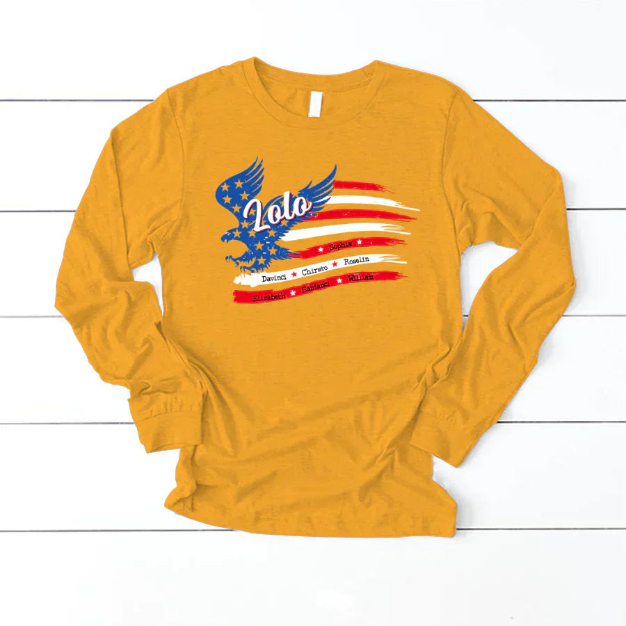 Lolo With Grandkids Names 4th Of July CTL94 Longsleeve