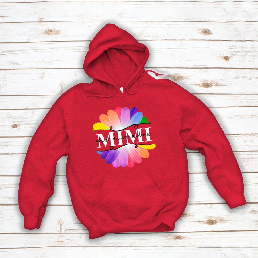 Mimi And Grandkids Flower Rainbow Hoodie