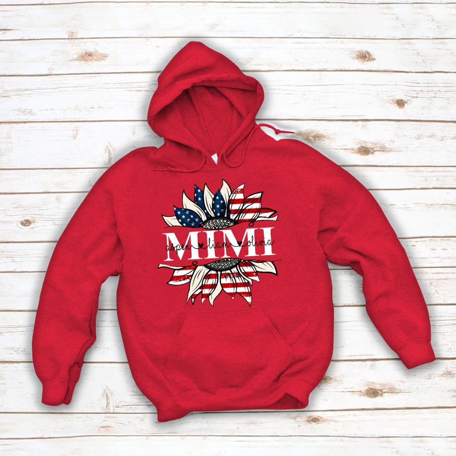 Mimi And Grandkids Sunflower Independence Hoodie