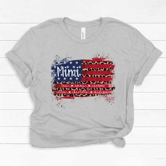 Mimi Grandma Flag Leopard American Kid Names Custom Classic Canvas